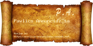 Pavlics Annunciáta névjegykártya